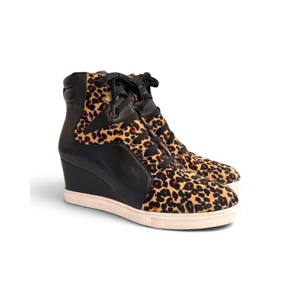 LINEA PAOLO Fleur2 Wedge Sneakers, Cheetah Print Pony Hair, NWT! Size US 9M